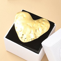 Сердце 304 открытая манжета из нержавеющей стали для женщин, реальный 18 k позолоченный, сердце, Сердце: 40.5x44 mm, регулируемый