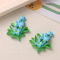 Темно-Голубой Непрозрачные кабошоны из смолы, цветок, глубокое синее небо, 34x29 мм