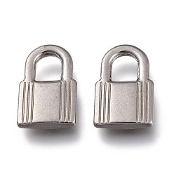 Stainless Steel Color Tarnish Resistant 304 Stainless Steel Pendants, Pad Lock, Stainless Steel Color, 16x10x2.5mm, Hole: 4.5x5mm