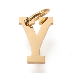 Letter Y 304 подвески из нержавеющей стали, с прыжковых колец, ручная полировка, золотые, letter.y, 10x7x1 мм, отверстие : 4.5 мм