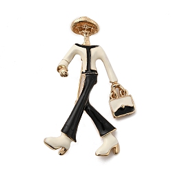 Белый Эмалевые булавки из сплава для женской одежды, модная девушка, белые, 59x39 мм