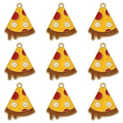 Желтый Подвески из эмали и сплава, золотой свет, очарование пиццы, желтые, 30x23.5x1.5 мм, отверстие : 2 мм