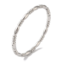Stainless Steel Color Non-Tarnish 304 Stainless Steel Textured Ring Hinged Bangles for Women, Stainless Steel Color, Inner Diameter: 2-3/8x2 inch(5.95X5.15cm), 4.5mm