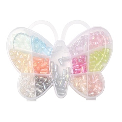 (52) Непрозрачная лаванда 195 бусины из смолы, бамбук, с пластиковой коробке, разноцветные, 12x7.5 мм, отверстие : 1.8 мм