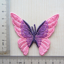 Бледно-Розовый Компьютеризированная ткань для вышивки в форме бабочки, утюжить/пришивать нашивки, аксессуары для костюма, розовый жемчуг, 60x70 мм