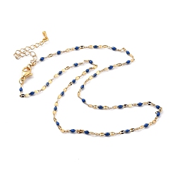 Средно-синий 304 из нержавеющей стали ссылка цепи ожерелья, с застежками эмали и когтя омара, золотые, светло-синий, 15.75 дюйм (40 см)
