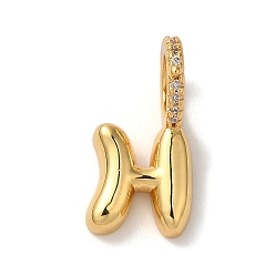 Letter H Латунные микро проложить кубического циркония подвески, без свинца и без кадмия, долговечная пластинчатая буква h, 18.5x10x9 мм, отверстие : 5 мм