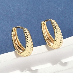 Настоящее золото 18K Латунные серьги обруча, овальные, реальный 18 k позолоченный, 14.5x12x5 мм