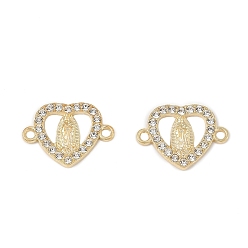 Золотой Сплав кристалл горный хрусталь сердце с Девой Марией звенья соединительные подвески, золотые, 17.5x24x2.5 мм, отверстие : 2 мм