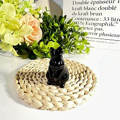 Обсидиан Резные фигурки целебных кроликов из натурального обсидиана, Украшения из камня с энергией Рейки, 27x27x40 мм