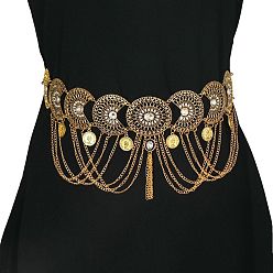 Античное Золото Цепочка из сплава с кристаллами и стразами в этническом стиле с кисточками на талию и живот для танцовщицы, античное золото , 600 мм