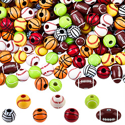 (52) Непрозрачная лаванда 140 шт. 7 стили спортивные непрозрачные акриловые бусины, разнообразные, разноцветные, 10~11.5x10.5~18 мм, отверстие : 2~4 мм, 20 шт / стиль