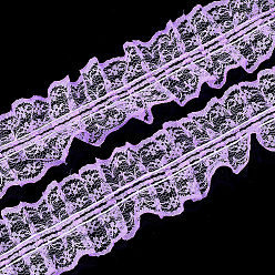 Средний Фиолетовый Кружева из органзы, плиссированная / двойная лента с оборками, средне фиолетовый, 45~50 мм, 30 м / пачка