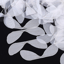 Кремово-белый Органза ткань, для поделок ювелирных изделий, крыло стрекозы, кремово-белые, 82x25.5 мм, отверстие : 0.6 мм