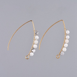 Говлит Болтаются серьги, с естественным Говлит круглых бусин, 304 крючки из нержавеющей стали и медная проволока, 42x29.6x4.3 мм