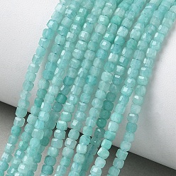 Амазонит Природных амазонит бисер нитей, граненый стол, вырезанный куб, 2~2.5x2~2.5x2~2.5 мм, отверстие : 0.6 мм, около 168 шт / нитка, 15.71'' (39.9 см)