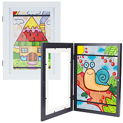 (52) Непрозрачная лаванда 2 наборы 2 цветные прямоугольные деревянные фоторамки с крючком для подвешивания, фотоальбом из пластика с видимым окном и откидной обложкой, разноцветные, 325x239x26.5 мм, внутренний диаметр: 301x213 мм, 1 набор / цвет