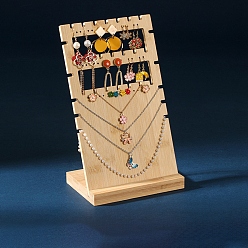 Цвет Древесины Прямоугольные Г-образные бамбуковые подставки для сережек и ожерелий, держатель для ювелирных изделий для ожерелий и сережек, деревесиные, 14.5x9.5x23.5 см