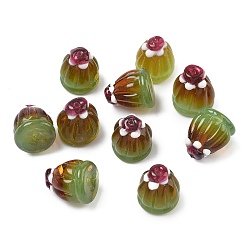 Зеленый Бусины лэмпворк , имитация еды, пудинг матча, зелёные, 17x14.5 мм, отверстие : 1.4 мм