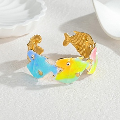 Shark Океан 304 эмалированные браслеты-манжеты из нержавеющей стали для женщин, с блеском порошок, акула, внутренний диаметр: 1-7/8x2-1/8 дюйм (4.9x5.4 см)