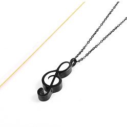 Electrophoresis Black 304 Stainless Steel Urn Pendants, Musical Note, Electrophoresis Black, 37x13x6mm, Hole: 4mm