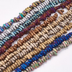 (52) Непрозрачная лаванда Гальванизировать немагнитных синтетический гематит бисер пряди, матовые, самородки, разноцветные, 4~6x4~6x3 мм, отверстие : 0.8 мм, около 135 шт / нитка, 16.34 дюйм (41.5 см)