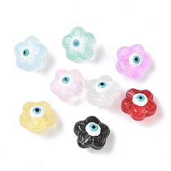 (52) Непрозрачная лаванда Прозрачные стеклянные эмалевые бусины, цветок с сглаза, разноцветные, 12.5~13x3 мм, отверстие : 1 мм