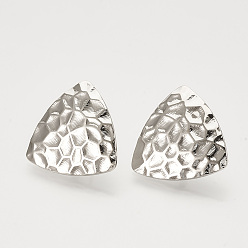Платинированный Латунные выступы уха, с петлей, треугольные, без никеля , Реальная платина, 16.5x17 мм, отверстия: 2 мм, штифты: 0.5 мм