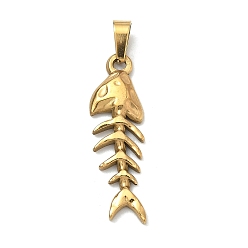 Fish 304 подвески из нержавеющей стали, с 201 защелкой из нержавеющей стали на поручнях, золотые, ионное покрытие (ip), елочка, 28.5x8.5x2 мм, отверстие : 4.8x2.9 мм