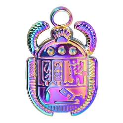 Rainbow Color Ионное покрытие (ip) 304 подвеска из нержавеющей стали со стразами, жук очарование, Радуга цветов, пригодный для стразов 1 мм, 20x13x3 мм, отверстие : 2.5 мм