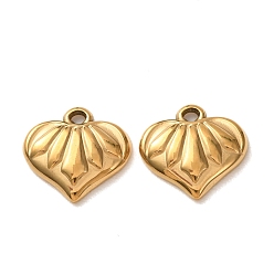 Настоящее золото 18K 304 подвески из нержавеющей стали, сердце прелести, ионное покрытие (ip), реальный 18 k позолоченный, 15x15.5x3 мм, отверстие : 1.6 мм