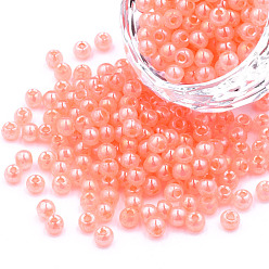 Легкий Лосось 6/0 бисер имитация нефрита, блеск, окрашенные, круглые, светлый померанцевый, 4x3 мм, отверстие : 1.2 мм, о 450 г / мешок