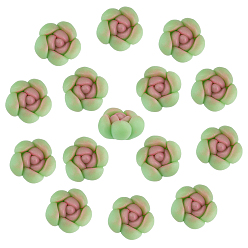 Light Green 15Pcs Handmade Polymer Clay Cabochons, Succulents, Light Green, 22~23x22.5~23.5x14~15mm