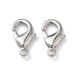Платина Карабин-лобстеры, латунные, долговечный, стойки покрытие, без свинца и без кадмия, платина, 15x9x3 мм, отверстие : 1.8 мм