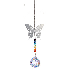 Круглые Стеклянные большие подвесные украшения, подвесные ловцы солнца, с металлическим звеном-бабочкой для украшения сада, круглые, 450 мм
