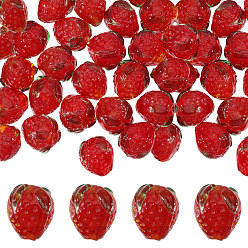 Темно-Красный 50 бусины лэмпворк ручной работы, клубника, темно-красный, 15x13~14.5 мм, отверстие : 1.6 мм