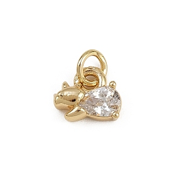 Настоящее золото 18K Подвески в виде слона из латунного микропаве из кубического циркония, долговечный, стойки покрытие, без кадмия и без свинца, с целью перехода в кольце, реальный 18 k позолоченный, 7.5x9x3.5 мм, отверстие : 3 мм