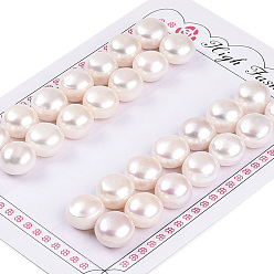 Кремово-белый Сорт 3бусины из натурального культивированного пресноводного жемчуга, половине просверлил, полукруглые бусины, кремово-белые, 11.5~12x8~8.5 мм, отверстие : 0.9~1 мм