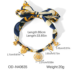 Sun 304 Stainless Steel Enamel Multi-Pendant Scarf Necklaces, Golden, Sun, 33.86 inch(86cm), pendant: 14.5~23.7mm