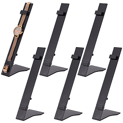 Черный Акриловые подставки для одиночных часов с наклонной спинкой, Подставка для стойки для дисплея браслета для использования на прилавке/витрине, прямоугольные, чёрные, 6x8.35x20.3 см