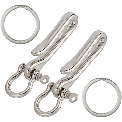 Платина Тибетский стиль 2шт. латунные застежки-крючки, 2шт. застежки-скобы с D-образным кольцом из сплава, 2разрезные кольца для ключей из сплава, платина, 60x15x8 мм, отверстие : 5.5 мм