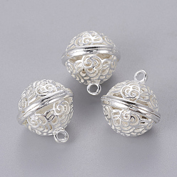 Silver Tibetan Style Alloy Pendants, Hollow, Bell Shape, Silver Color Plated, 19.5x17.5mm, Hole: 2.5mm