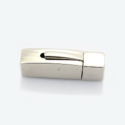 Stainless Steel Color Tarnish Resistant Cuboid 304 Stainless Steel Bayonet Necklace Clasps, Stainless Steel Color, 30x9x8mm, Hole: 6mm