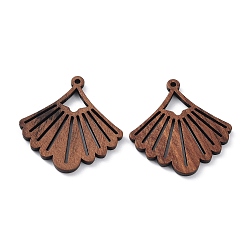 Лист Подвески из орехового дерева, вырезанные лазером, полые прелести, неокрашенными, лист, 31.5x30x2.4 мм, отверстие : 1.6 мм