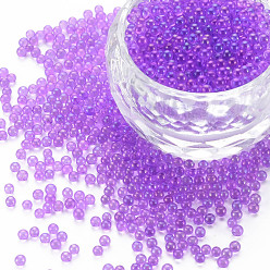 Medium Orchid DIY 3D Nail Art Decoration Mini Glass Beads, Tiny Caviar Nail Beads, AB Color Plated, Round, Medium Orchid, 2mm, about 450g/bag
