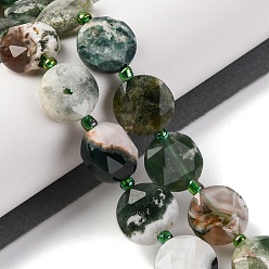 Древесный агат Натурального дерева агат бисер нитей, с бисером, граненый шестиугольный разрез, плоско-круглые, 11.5~12x5~5.5 мм, отверстие : 1.4 мм, около 28 шт / нитка, 15.51~15.55'' (39.4~39.5 см)