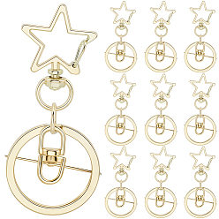 Золотой 18шт. сплав поворотные застежки для брелка, звезда, золотые, 66 мм