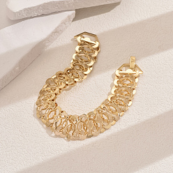 Золотой Браслеты из железной цепи в стиле хип-хоп-панк для женщин, золотые, внутренний диаметр: 8-1/4 дюйм (21 см)