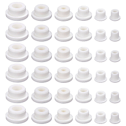 White 36Pcs 6 Styles Silicone Plugs, T-shaped, White, 15~31x12~15mm, 6pcs/style