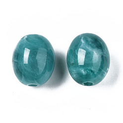 Light Sea Green Acrylic Beads, Imitation Gemstone Style, Barrel, Light Sea Green, 13x10mm, Hole: 2mm, about 550pcs/500g
